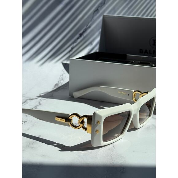 NEW Balmain Imperial Matte White Gold Sunglasses $875 - Picture 4 of 10
